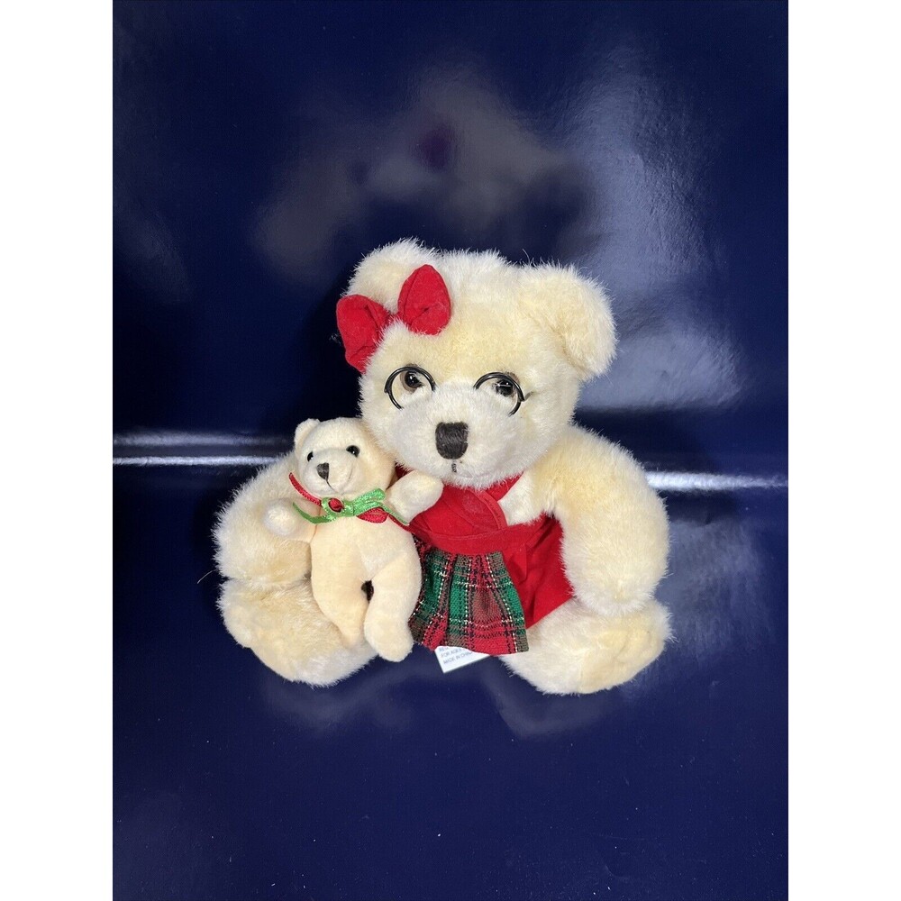 Christmas Mrs. Teddy Bear & Baby Bear‎ Plush Stuffed Animal 1997 Excellent Con